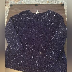 Chico's purple sequin sweater size 2 (m28)